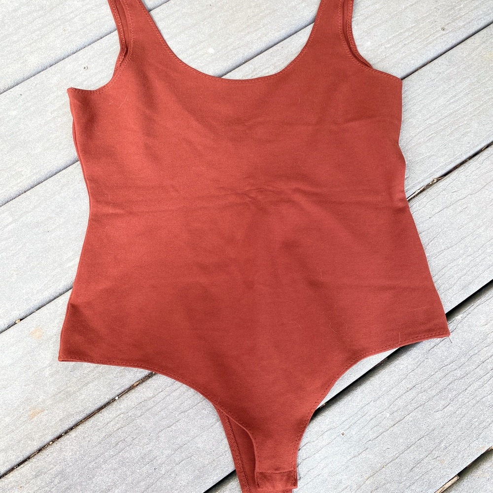Rust Brown Scoop Neck Bodysuit